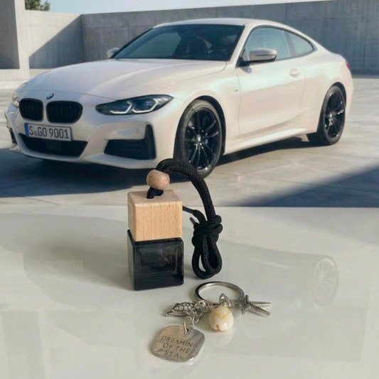 Car Scents & Key Ring with Black Glass