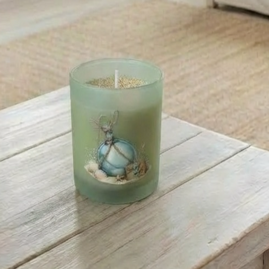Green Smoked Glass Coastal Candle