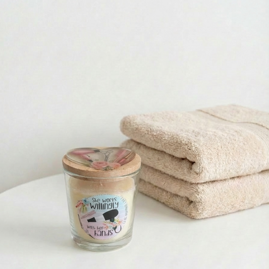 Glass Candle with Wooden Candle Lid