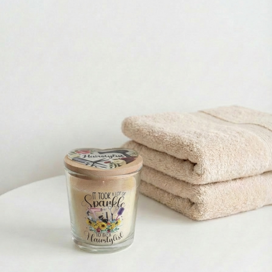 Glass Candle with Wooden Candle Lid